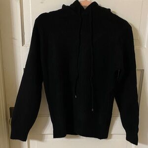 Classic 100% Cashmere Black Hooded Women's Sweater